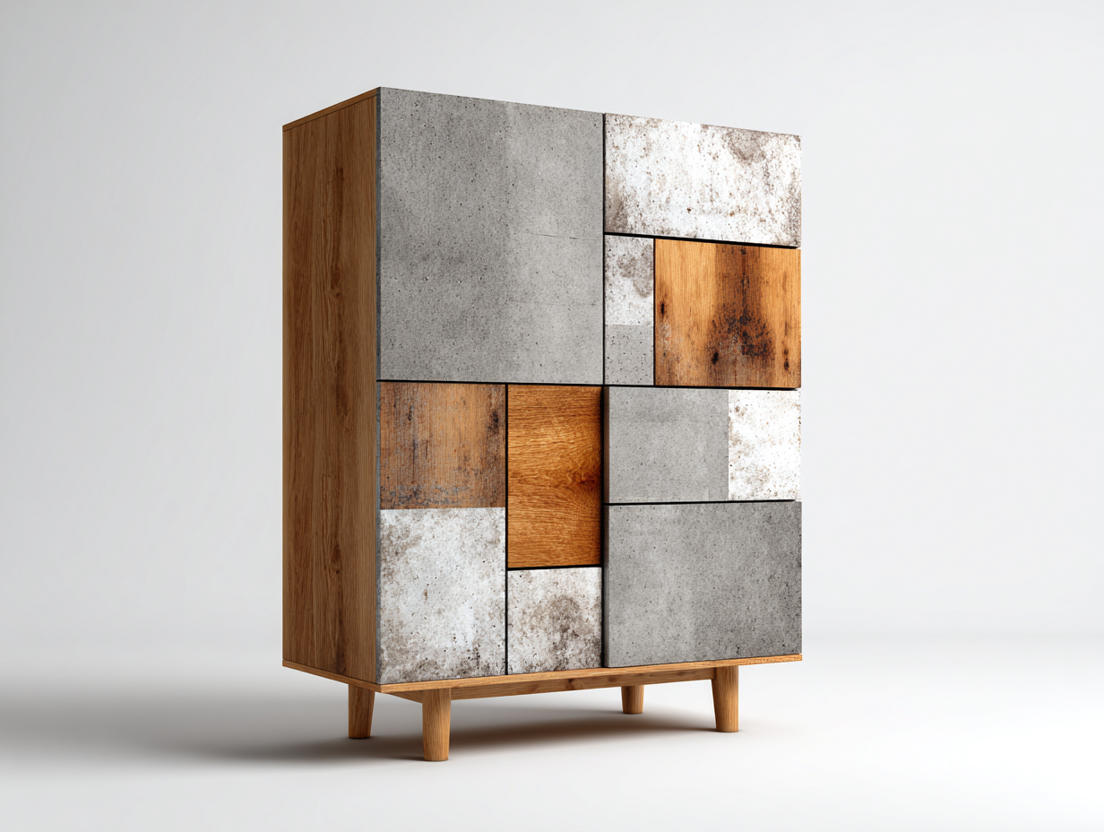 Wardrobe Wooden Frame Panel Front 90x55x180 cm - Brown-Grey - Modern Bedroom Storage Design-Havengethaus