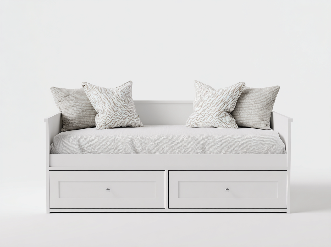 Sofa Bed upholstered fabric sofa bed with storage drawers 200x90x85 cm - Light Grey - Classic living room design-Havengethaus