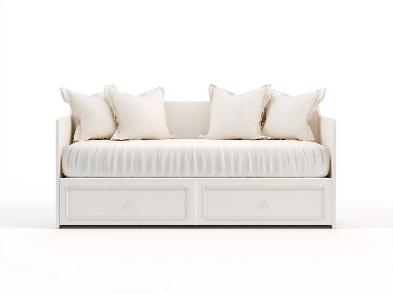 Sofa Bed solid wood frame storage base 200x90x85 cm - white - modern multifunction design-Havengethaus