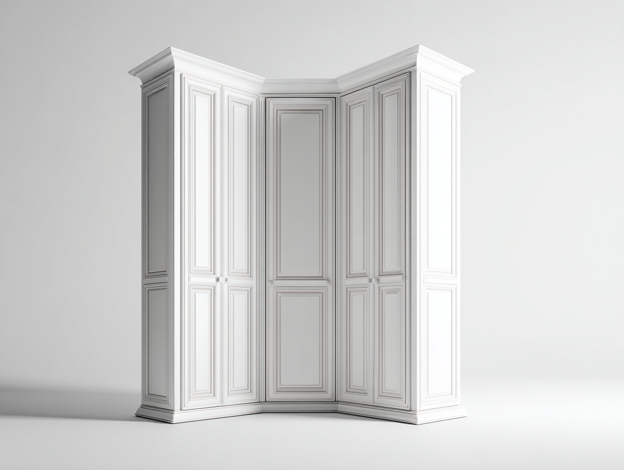 Wardrobe corner solid wood storage cabinet 220x180x240 cm - white - classic design-Havengethaus
