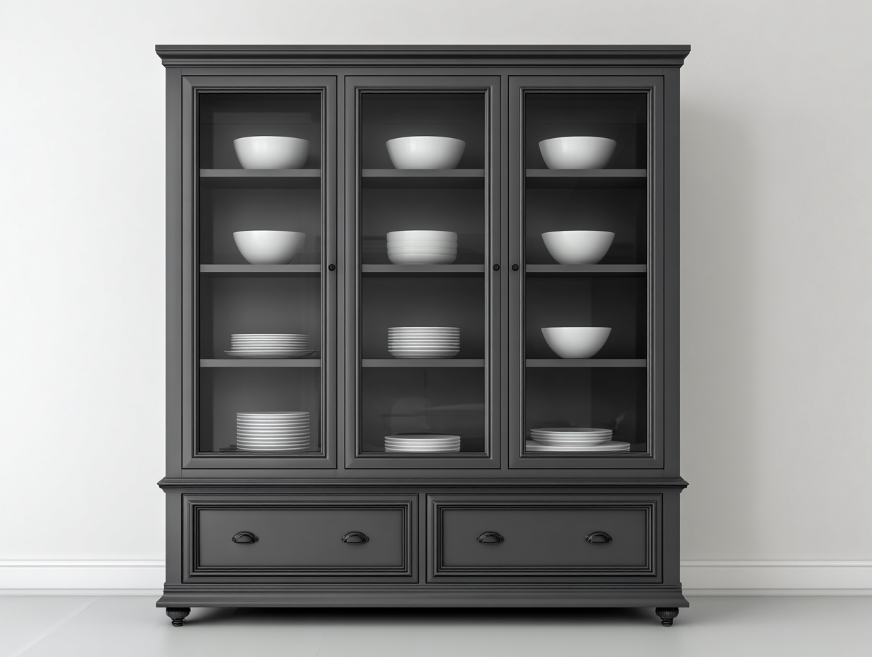 Display Cabinet with Glass Doors and Drawers Wooden Structure 160x45x200 cm Black-Havengethaus