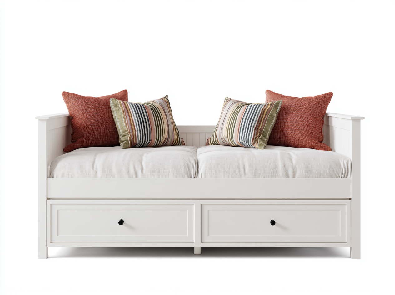 Single Sofa Bed with Storage Drawers Wooden Frame 200x90x75 cm White-Havengethaus