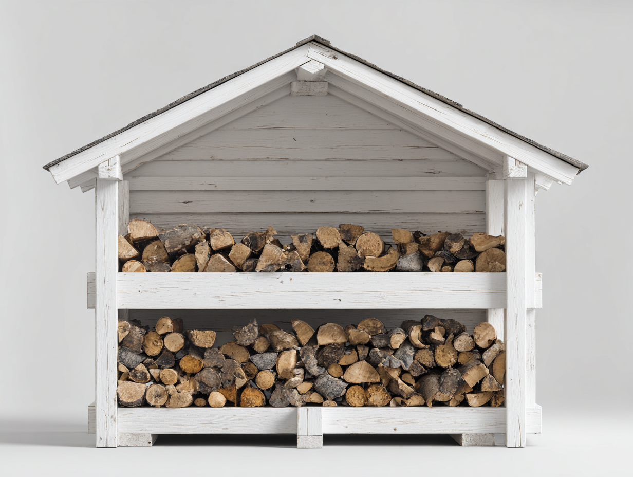 Firewood Storage Shed solid wood outdoor log storage with pitched roof 120x55x125 cm - white - weather-resistant garden storage-Pinemyly