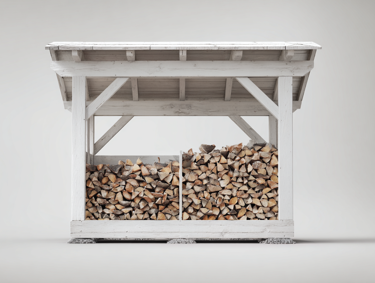 Firewood Storage Shed Wooden 200x80x160 cm - White - Outdoor Firewood Shelter-Pinemyly