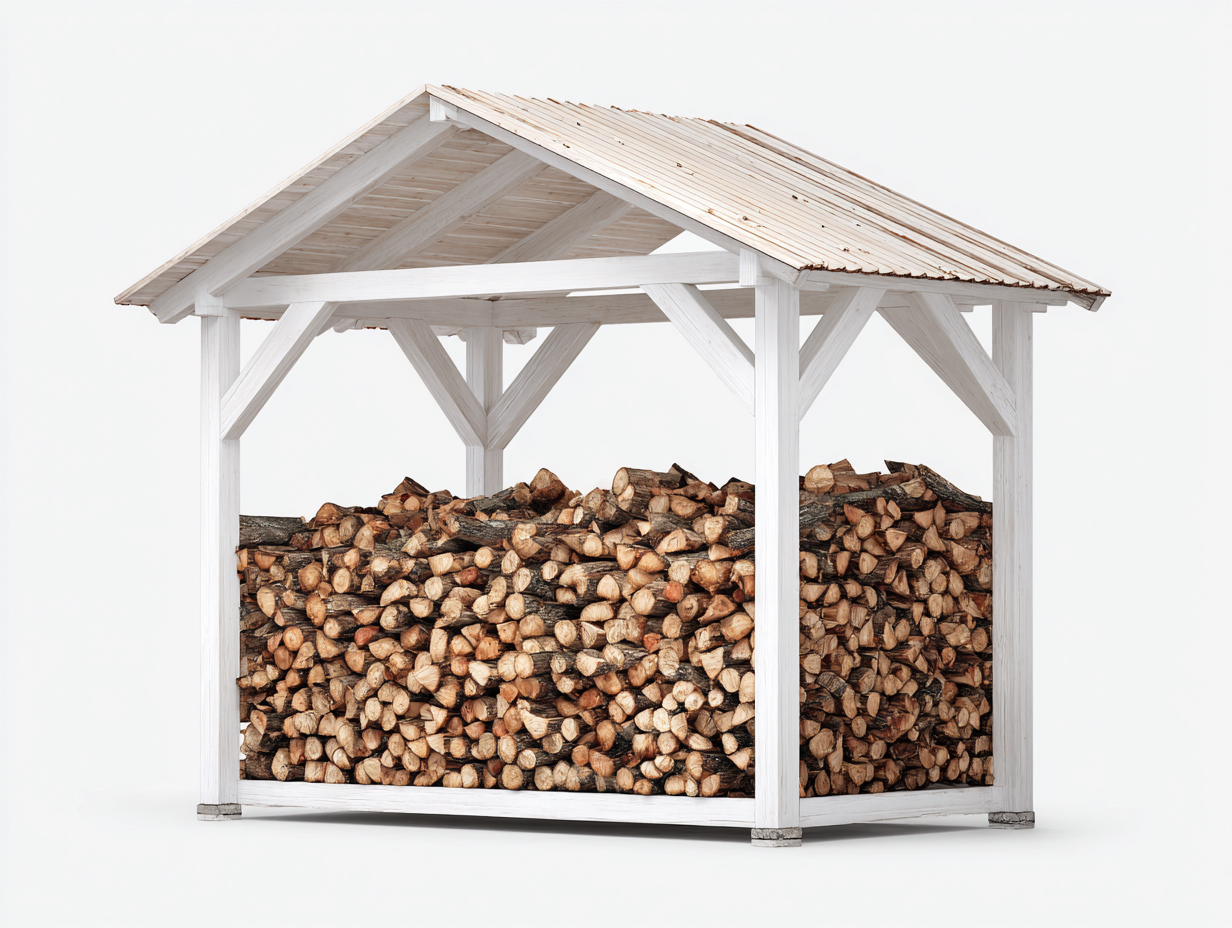 Firewood Storage Shed solid wood 200x120x180 cm - white-natural - outdoor wood storage shelter-Pinemyly