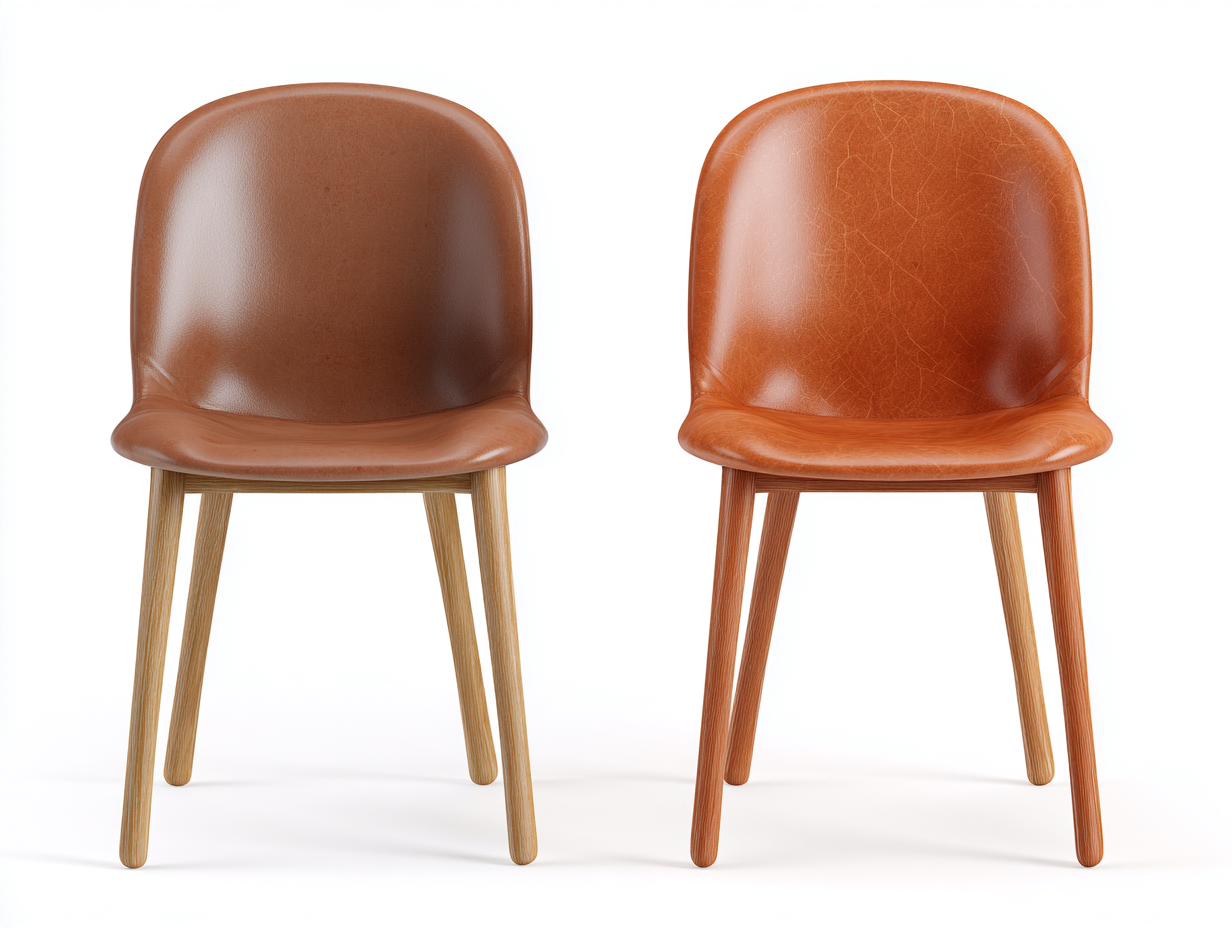 Dining Chair leather seat wooden legs 50x55x80 cm - brown-tan - modern dining design-Pinemyly