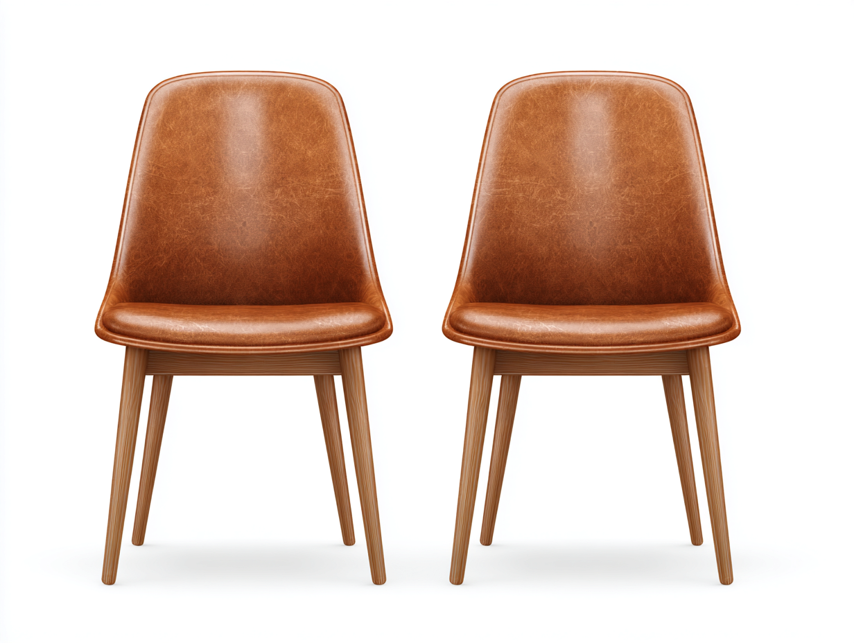 Dining Chair upholstered seat with wooden legs 48x55x82 cm - brown - modern dining seating design-Pinemyly