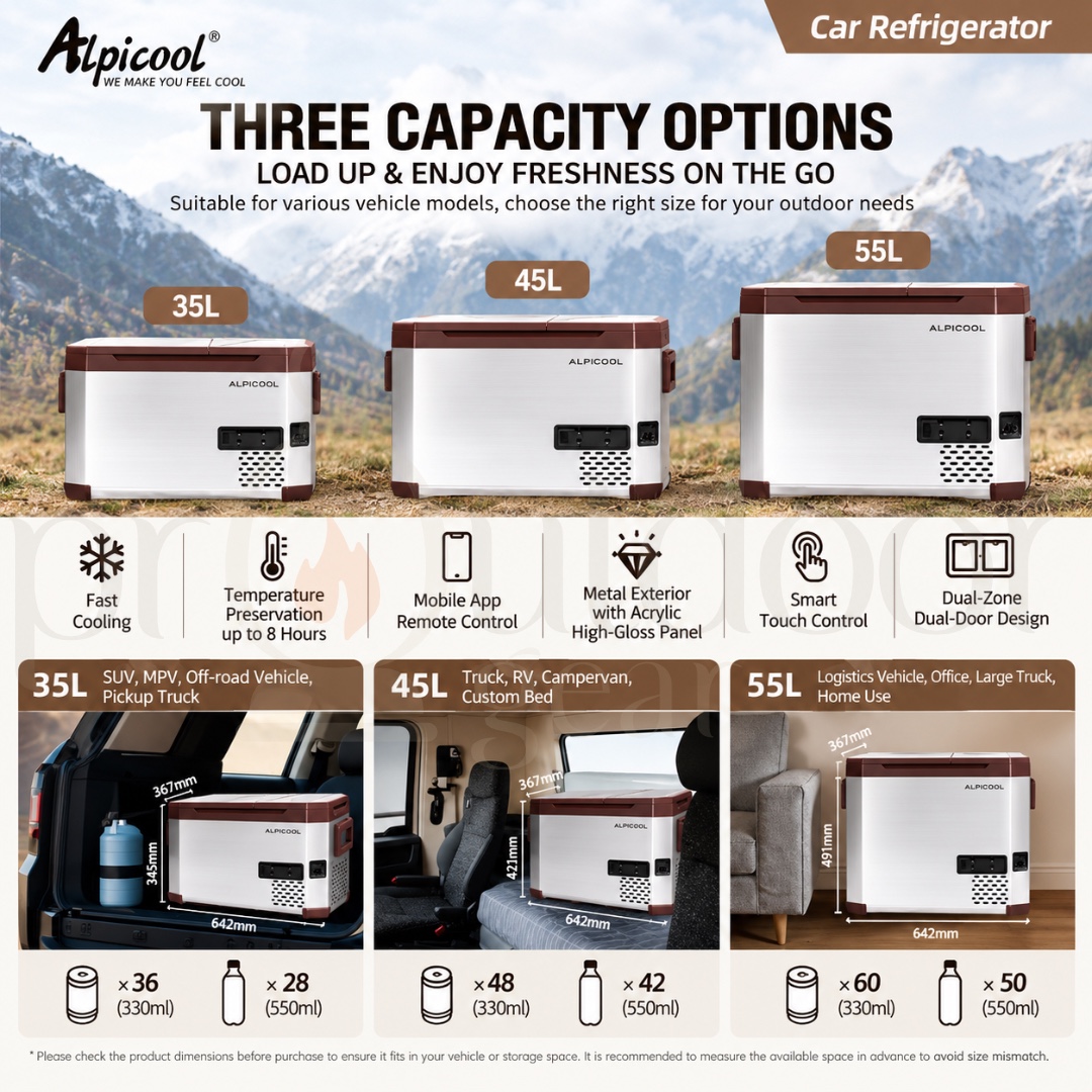 [PRE-ORDER] ALPICOOL AS SERIES AS35 AS45 AS55 Portable Car Refrigerator Freezer Dual Zone APP Control 12V 24V 220V