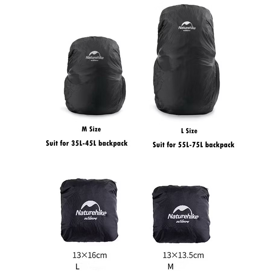 Naturehike NH19PJ041 Outdoor Backpack Rain Cover Cycling Dustproof Bag Waterproof Rain Cover 35-75L Bag Cover