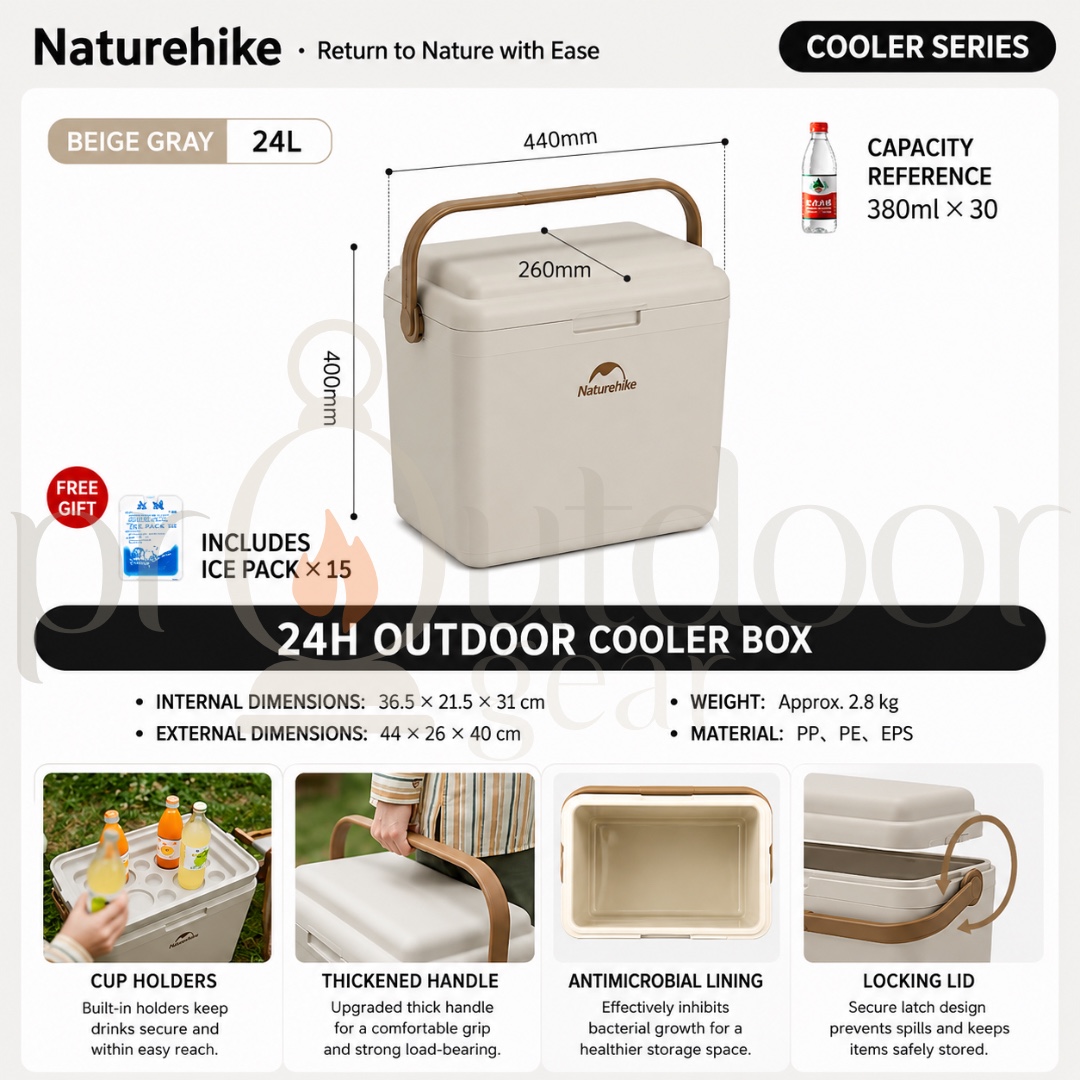 NATUREHIKE CNK2300BS011 LingDu 24H Cooler Insulated Box Ice Freezer Picnic Refrigerator