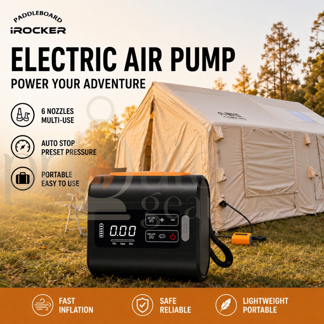IROCKER GP-133P Lithium Electric Air Pump Rechargeable Portable Inflator 22PSI Auto Stop Air Tent SUP Kayak Pool
