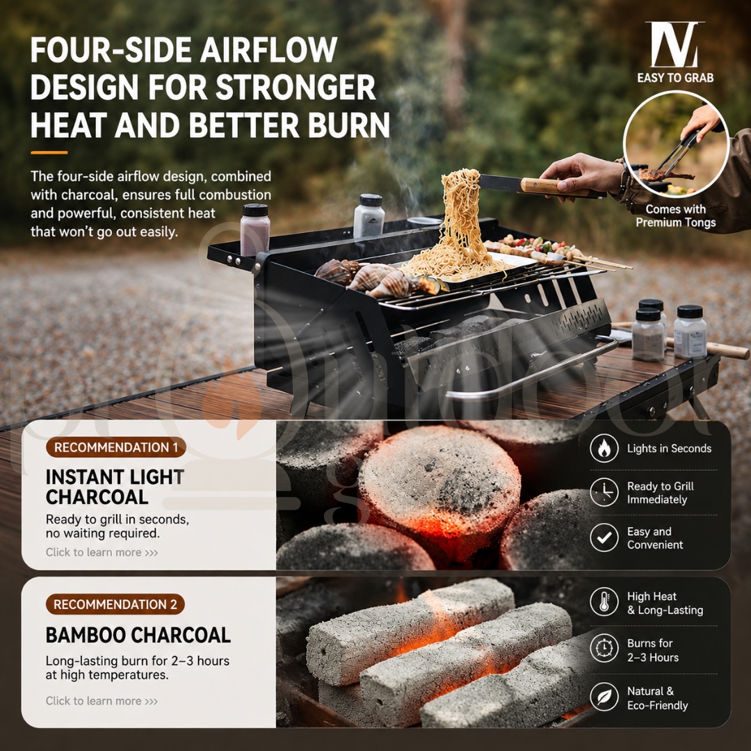 NATUREHIKE CNK2300015 Vertical BBQ Rack Camping Outdoor Household Folding Portable Charcoal Skewers Barbecue Stove