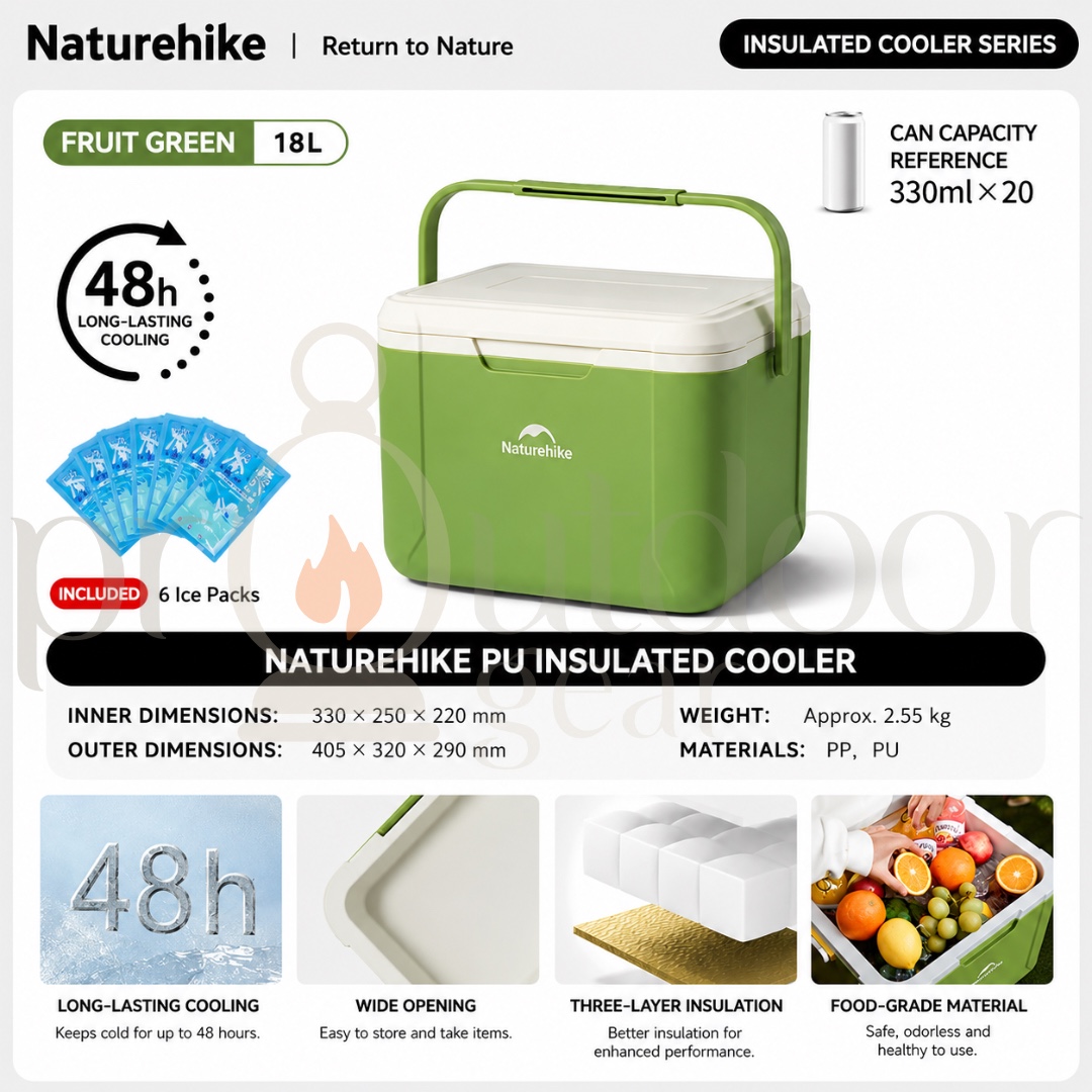 NATUREHIKE 5L 18L PU Cooler Box Large Capacity Portable for Outdoor Camping Fishing Picnic Car Ice Insulation Box