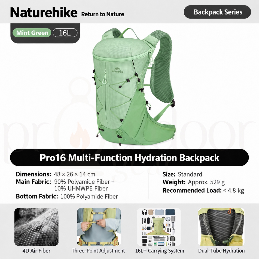 NATUREHIKE NANBALA PRO 16L Hydration Backpack Lightweight Hiking Camping Trail Running Bag