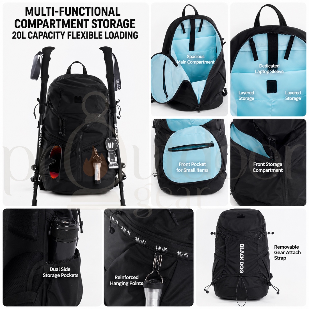 BLACKDOG CBD2650XB010 Awaken 20L Backpack CORDURA Water-Repellent Hiking Lightweight Travel Outdoor Camping Trekking