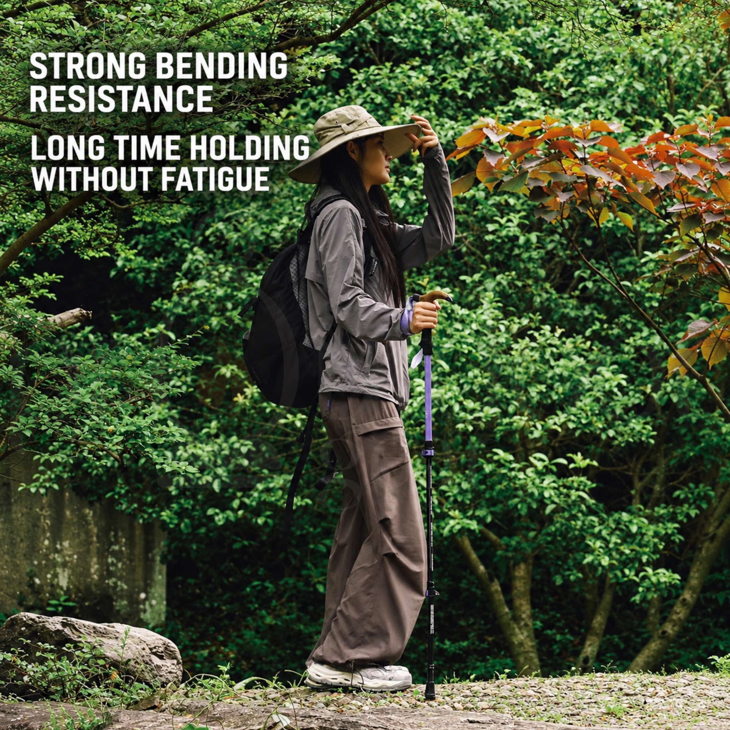 WELLHIKE T-Handle Telescopic Trekking Pole Adjustable 57.5-130cm Lightweight 7075 Aluminum Alloy Hiking Walking Stick