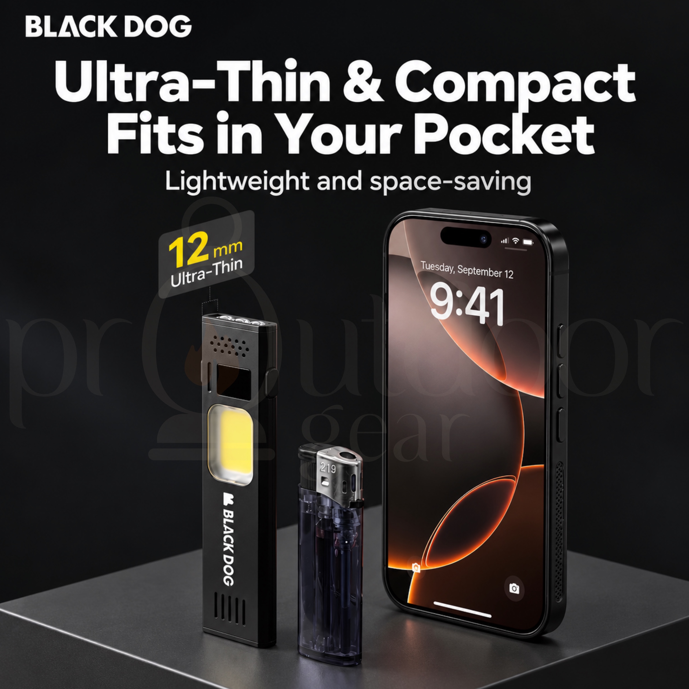 BLACKDOG CBD2650ZM014 Dual Light Source Portable Flashlight 350LM Magnetic Clip Mini Rechargeable Type-C LED Work Light