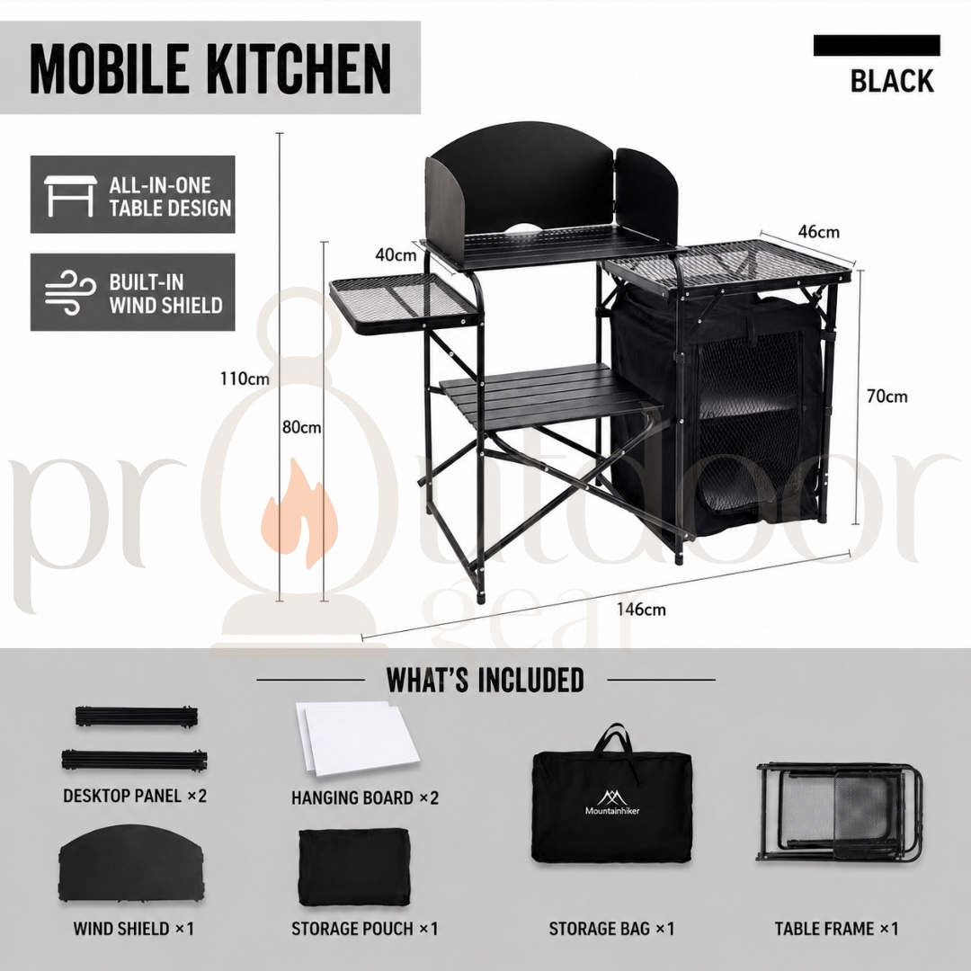 MOUNTAINHIKER SZK358 Outdoor Moving Kitchen Camping Mountaineering Travel Aluminum Alloy Folding Storage