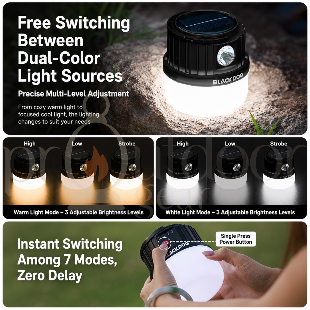 BLACKDOG CBD2550ZM031 Foam Multi-Function Camping Lantern Solar Rechargeable LED Lantern Outdoor Emergency Light