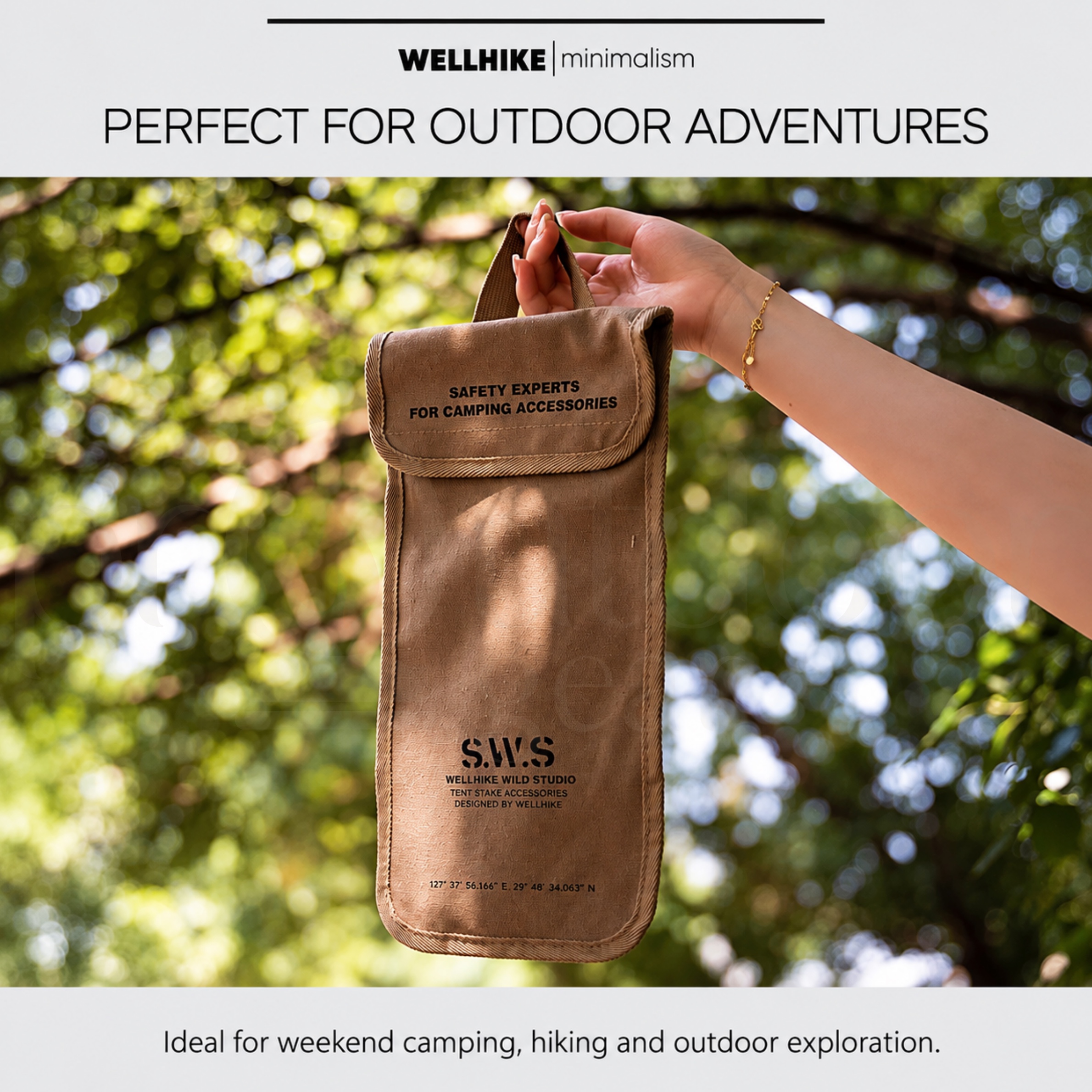 WELLHIKE SWS Tent Peg Storage Bag Canvas Tent Stake Organizer Pouch Camping Accessories Carrying Case Outdoor Hiking
