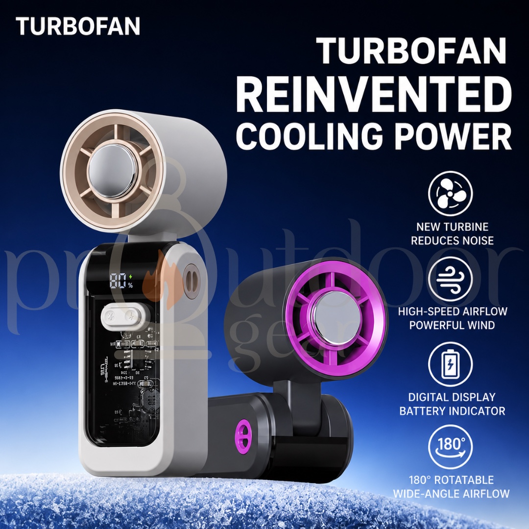 HX-F388 Mini High-Speed Turbo Fan Portable Handheld Cooling Fan 100-Speed Digital Display Type-C Rechargeable