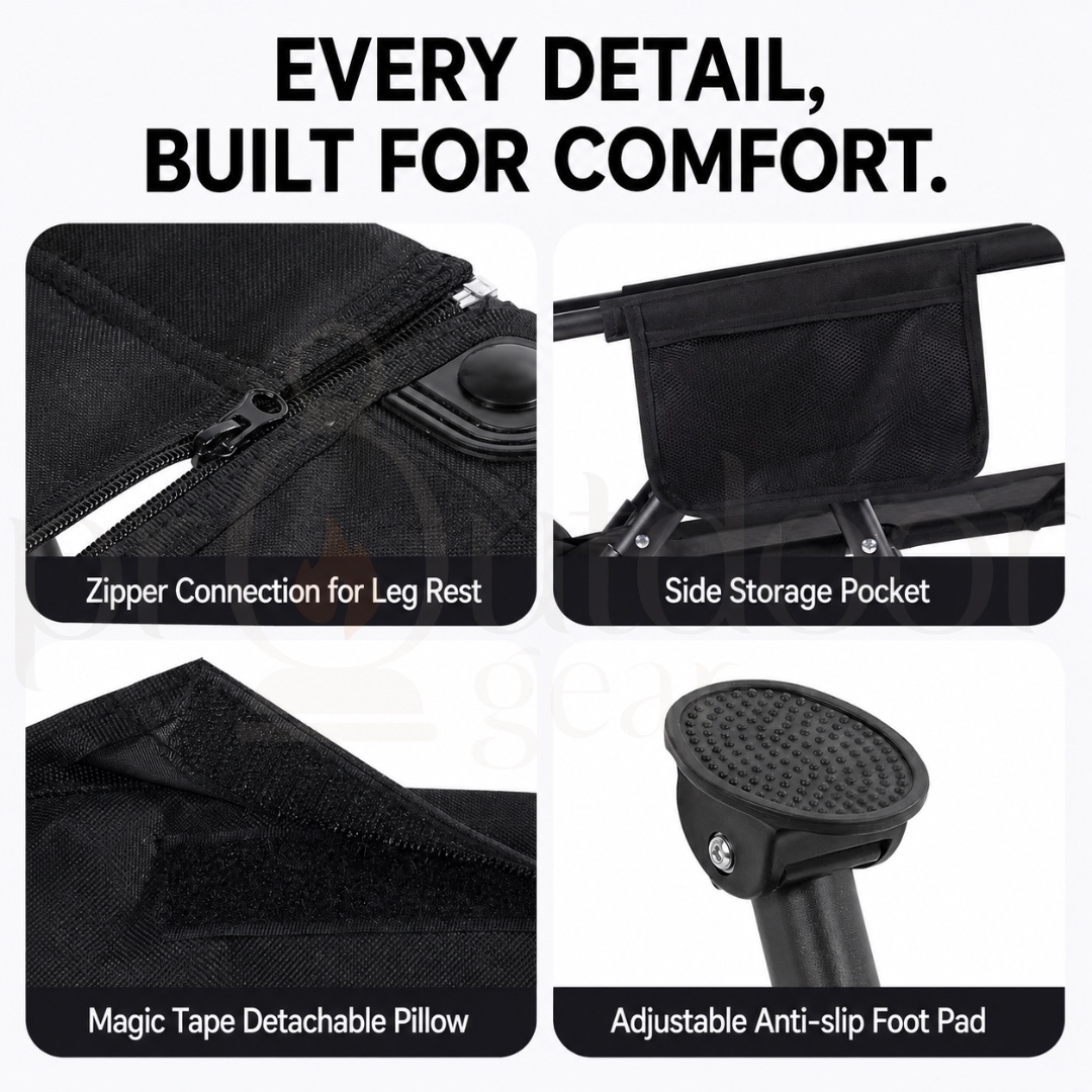 BLACKDOG CBD2650JJ016 Mountain Pattern Modular Reclining Chair Detachable Footrest Adjustable Folding Camping Lounge