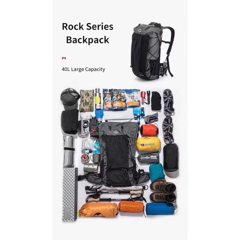 Naturehike Rock Bag 40/60L+5L Ultralight 420D Nylon Waterproof Climbing Backpack Sports Bag Outdoor Hiking NH19BP095 B
