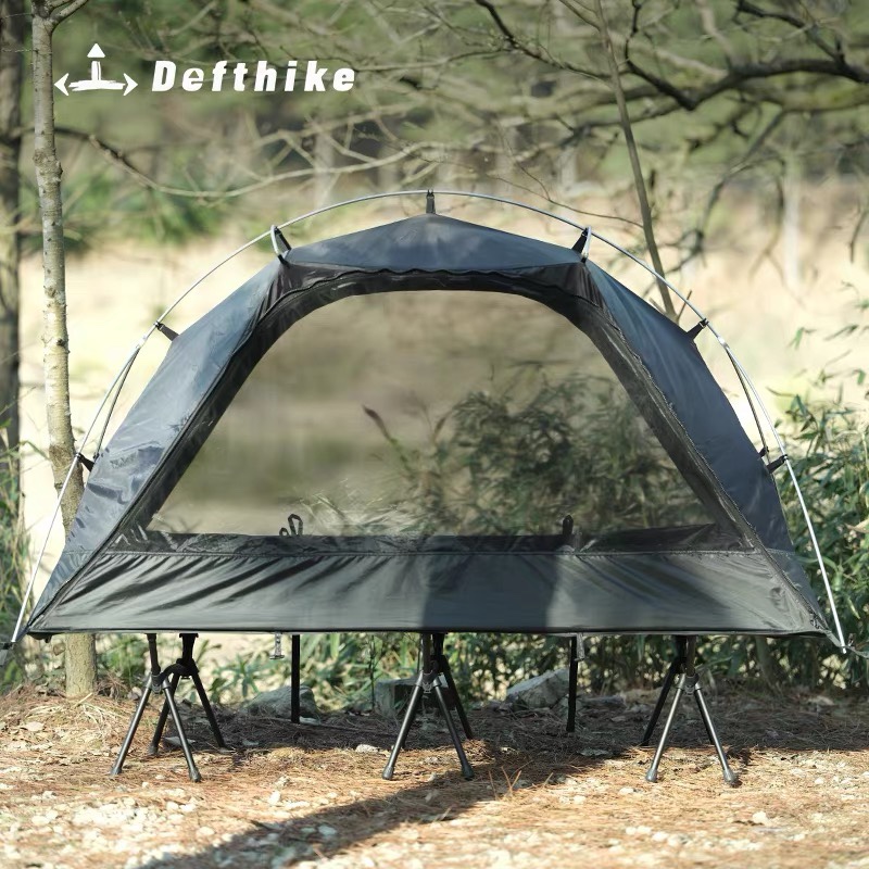 DEFTHIKE Camping Cot Tent Set 70D Silver Coated Nylon Flysheet + Inner Tent + Cot Outdoor Single Person Camping Shelter