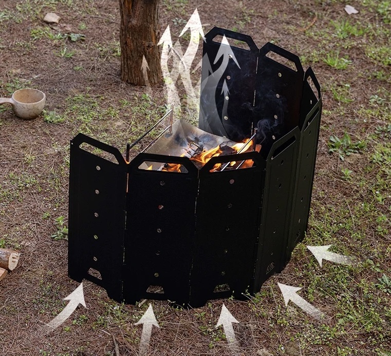 CAMPINGMOON YD-40 YD-50 Iron Wind Cover Panel Foldable Fire Pit Wind Shield BBQ Camping Stove Wind Guard