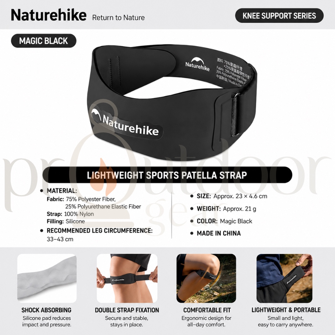 NATUREHIKE CNK2650DS013 Lightweight Sports Patella Knee Strap Running Hiking Cycling Basketball Knee Support