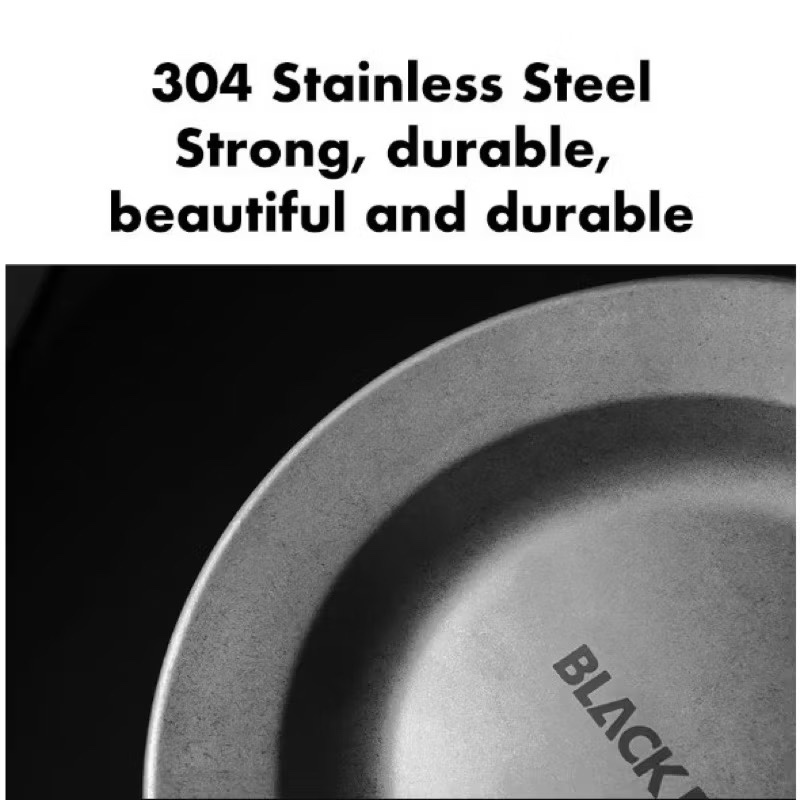 BLACKDOG Retro Travel Tableware Picnic Coffee Cup Dinner Plate Outdoor Camping Hiking 304 Stainless Steel Tableware