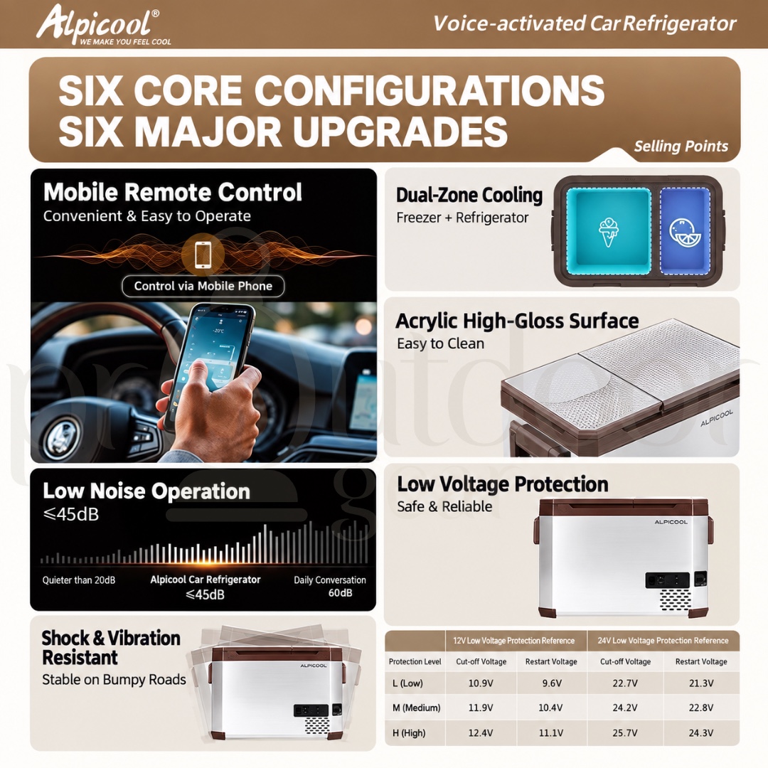 [PRE-ORDER] ALPICOOL AS SERIES AS35 AS45 AS55 Portable Car Refrigerator Freezer Dual Zone APP Control 12V 24V 220V