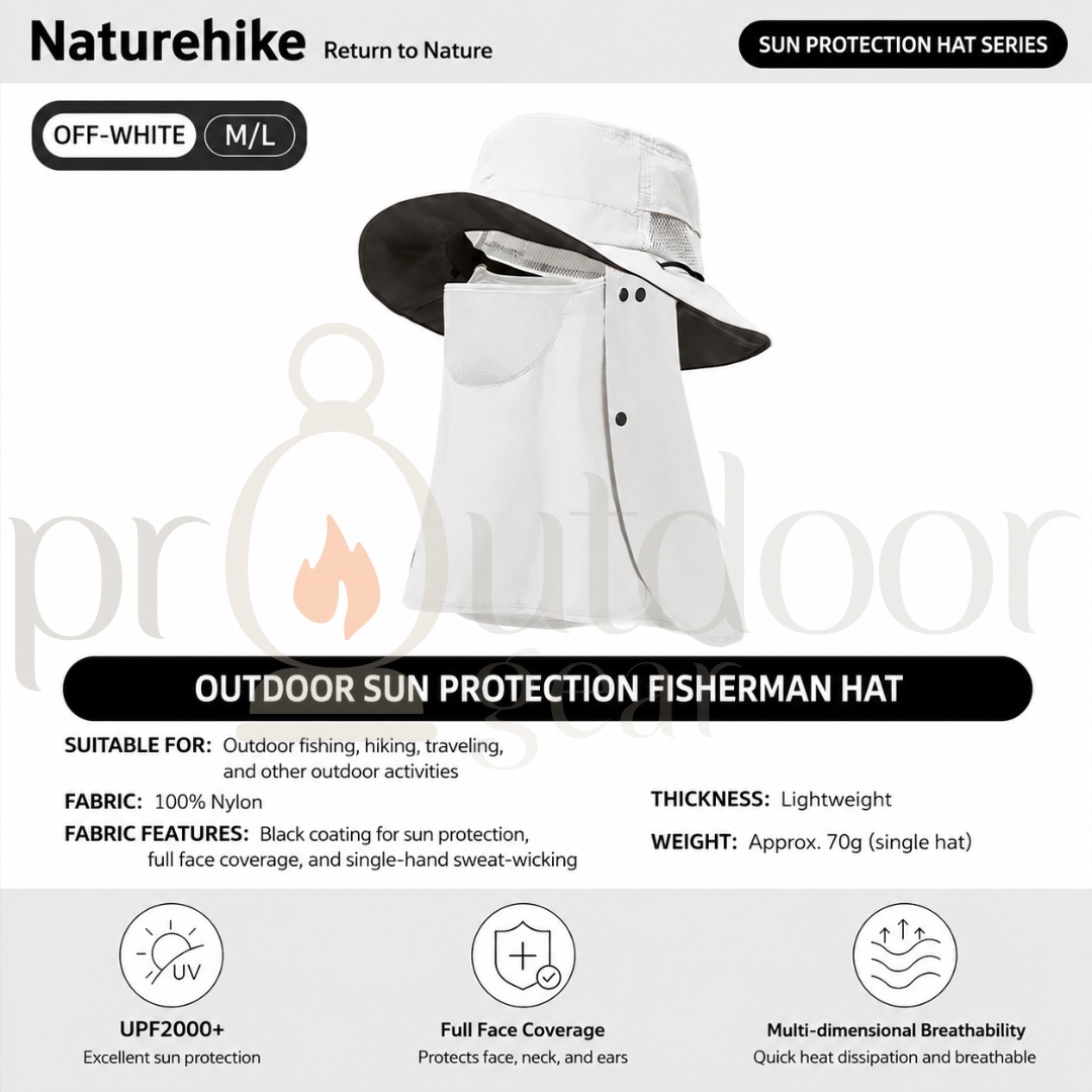NATUREHIKE Quick Drying UV Protection Fisherman Cap Face Neck Cover Fishing Removable Sunshade Hats CYY2521FS014