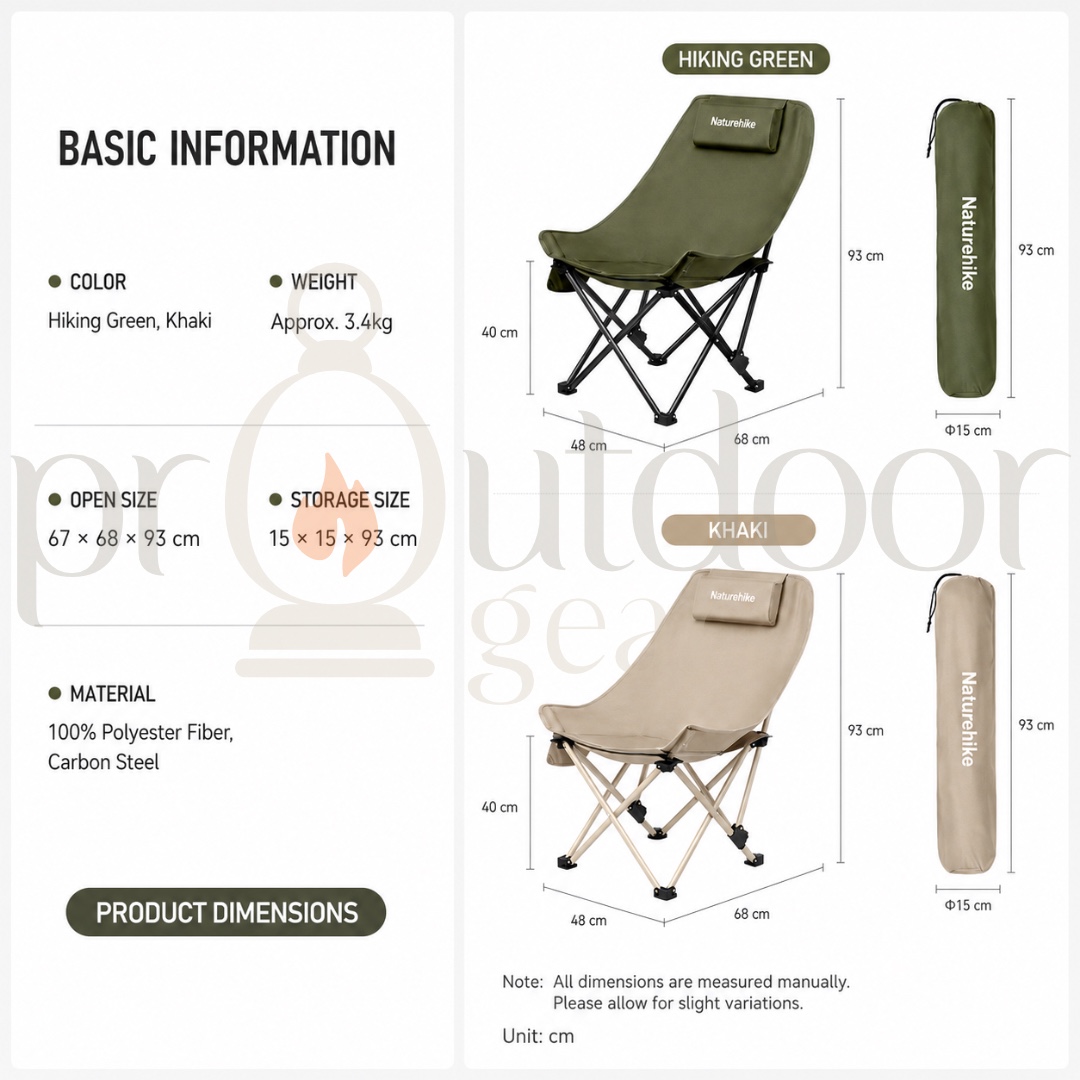 NATUREHIKE Sea Star 002 Regular/Mesh Moon Chair folding reclining picnic chair with pillowair