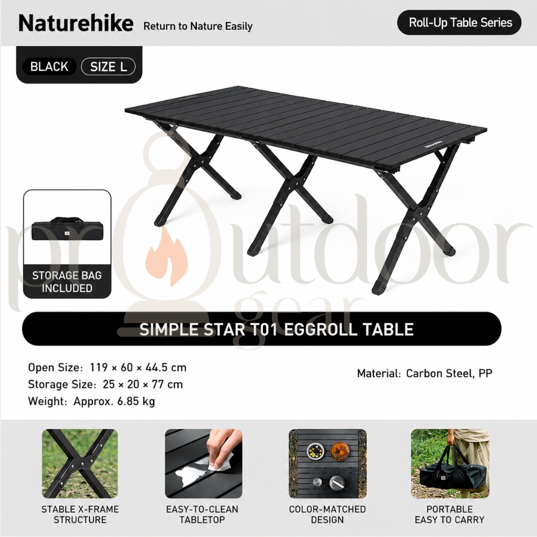 NATUREHIKE CNK2550JJ018 Star Jane T01 Egg Roll Folding Table Portable