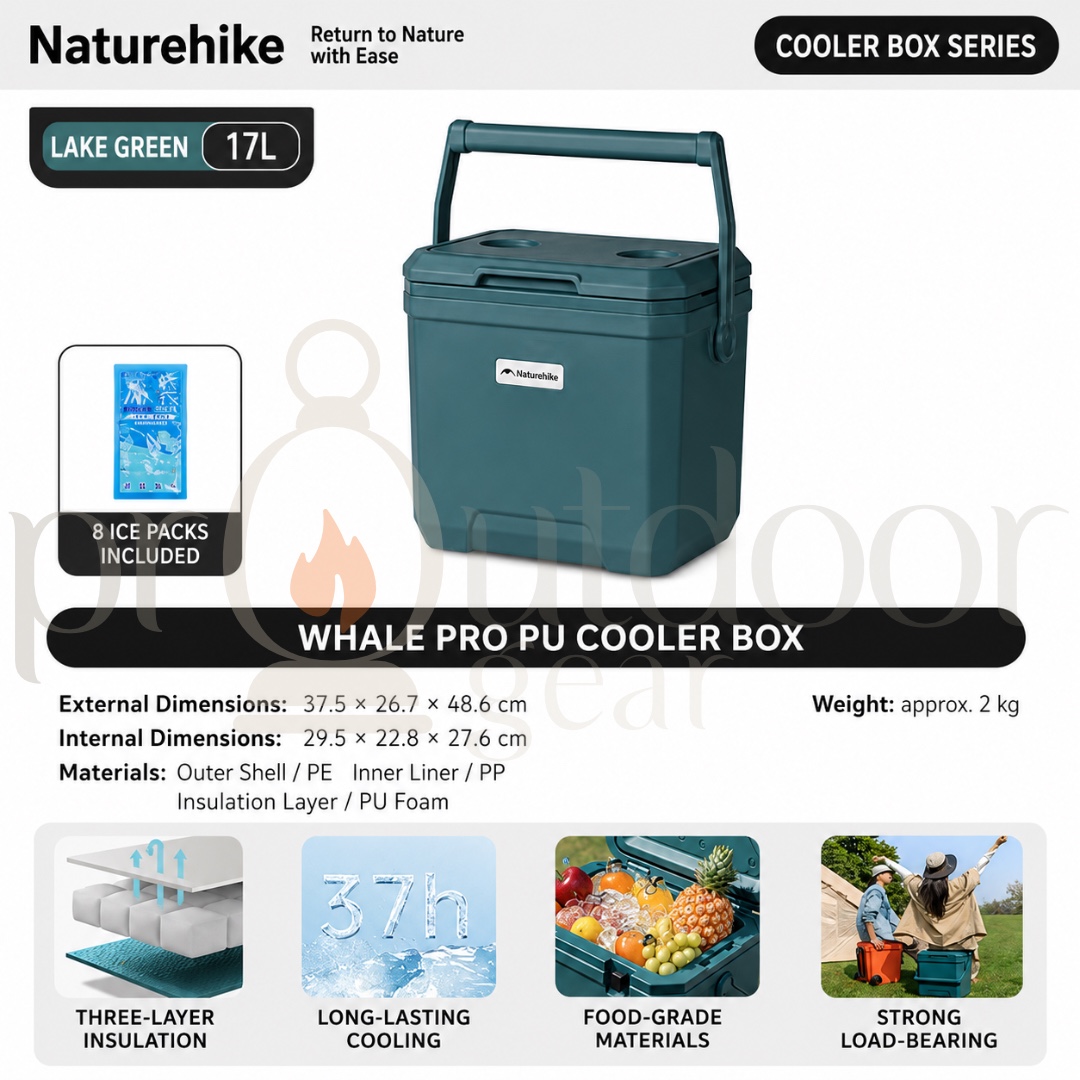NATUREHIKE CNK2650CF012 Whale Pro PU Cooler Box 17L 24L 36L Ice Cooler Box Camping Picnic Outdoor Insulated Cooler