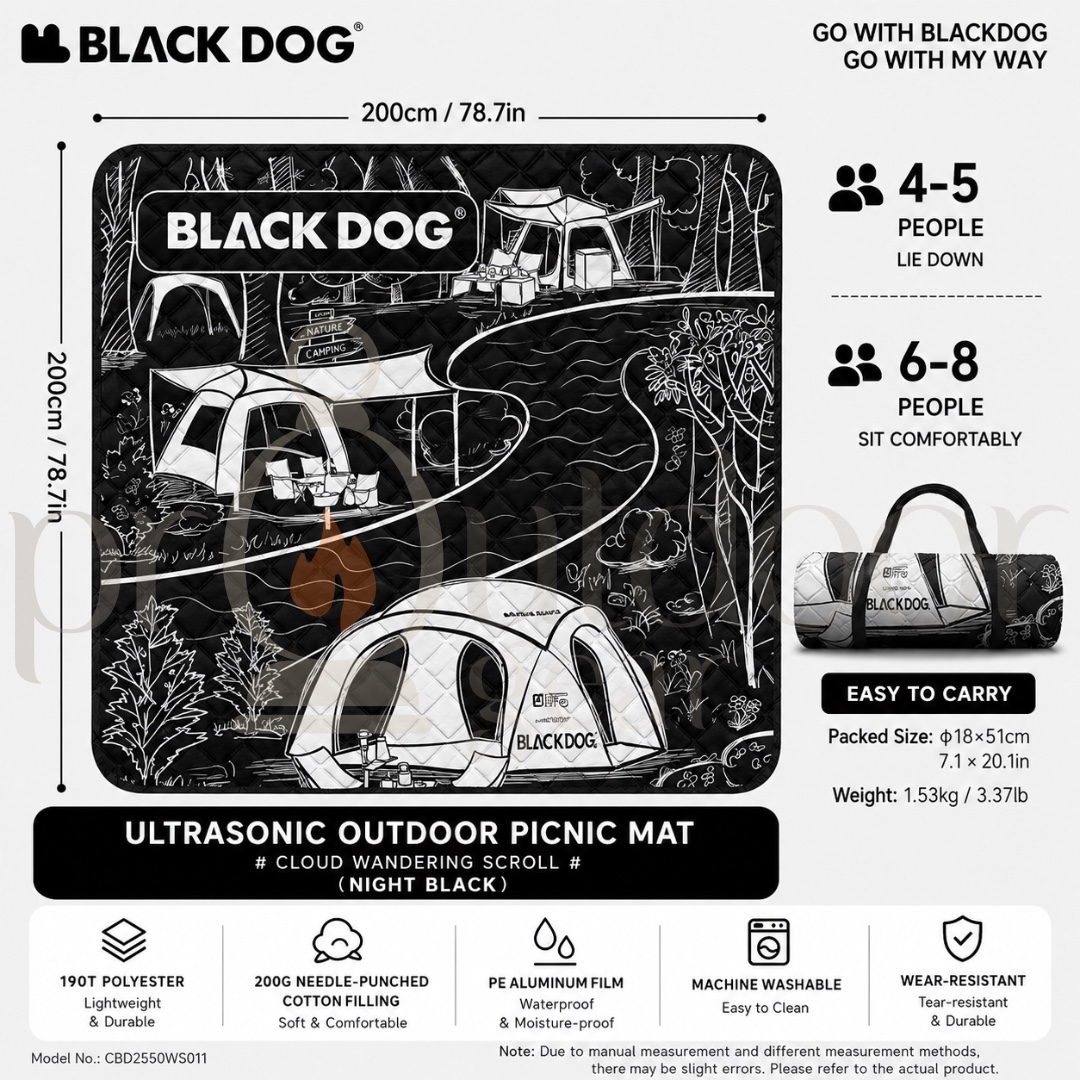 BLACKDOG CBD2550WS011 Outdoor Ultrasonic 2X2M Picnic Mat Moisture-Proof Thickened Outing Camping