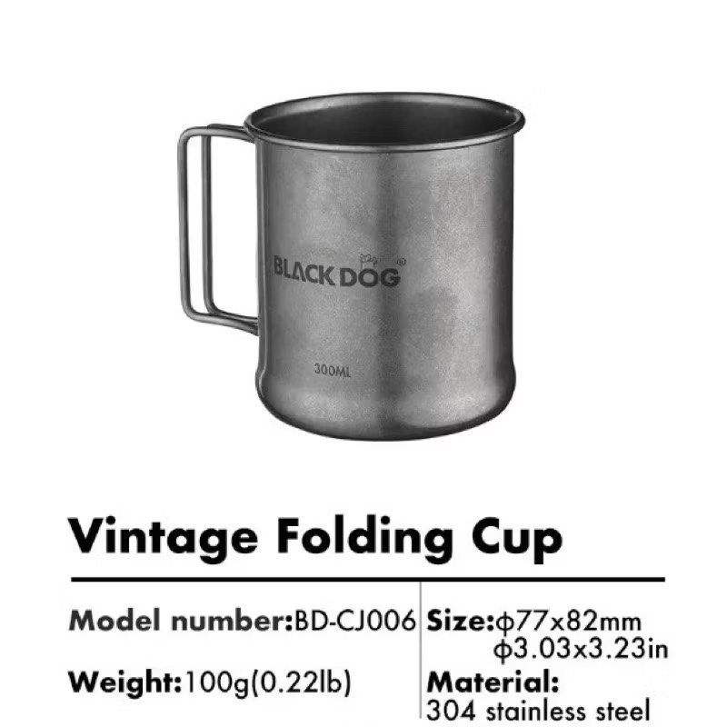 BLACKDOG Retro Travel Tableware Picnic Coffee Cup Dinner Plate Outdoor Camping Hiking 304 Stainless Steel Tableware