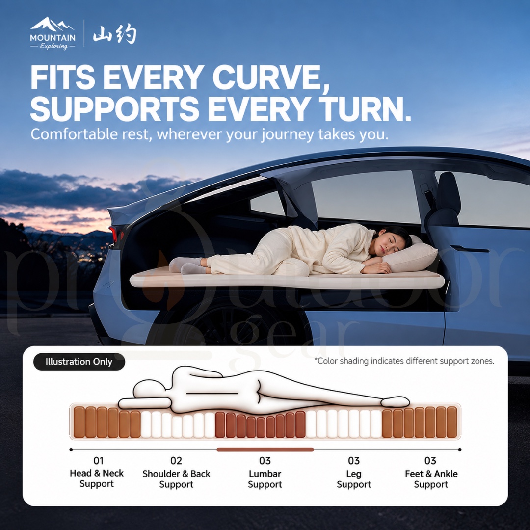 MOUNTAIN 6CM Inflatable Car Mattress Double Camping Sleeping Mat Car Bed Outdoor Travel Mattress