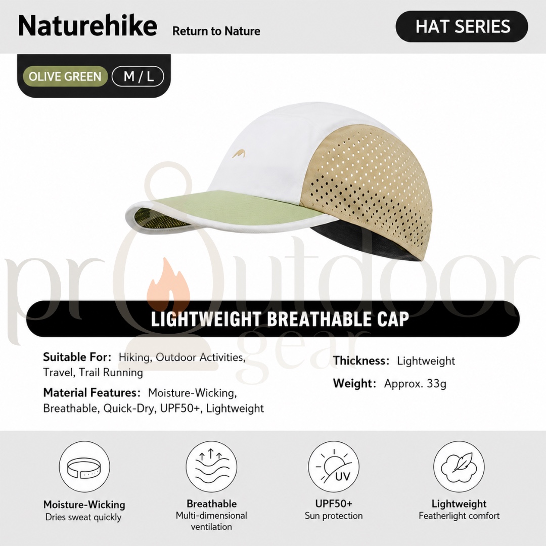 NATUREHIKE CYY2551FS013 Lightweight Breathable Sports Cap UPF50+ Quick Dry Running Hiking Trail Outdoor Mesh Hat