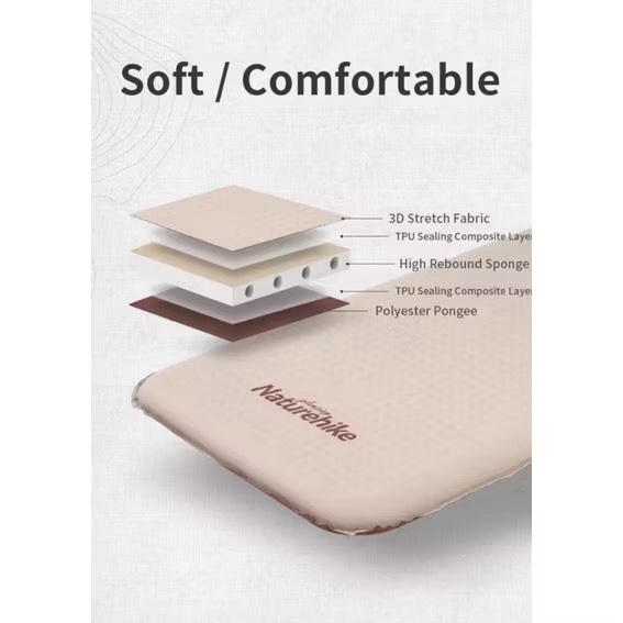 NATUREHIKE NH21FCD11 Outdoor Automatically Inflatable Sleeping Pad 30D Elastic Cloth Sponge Mute Cushion Camping