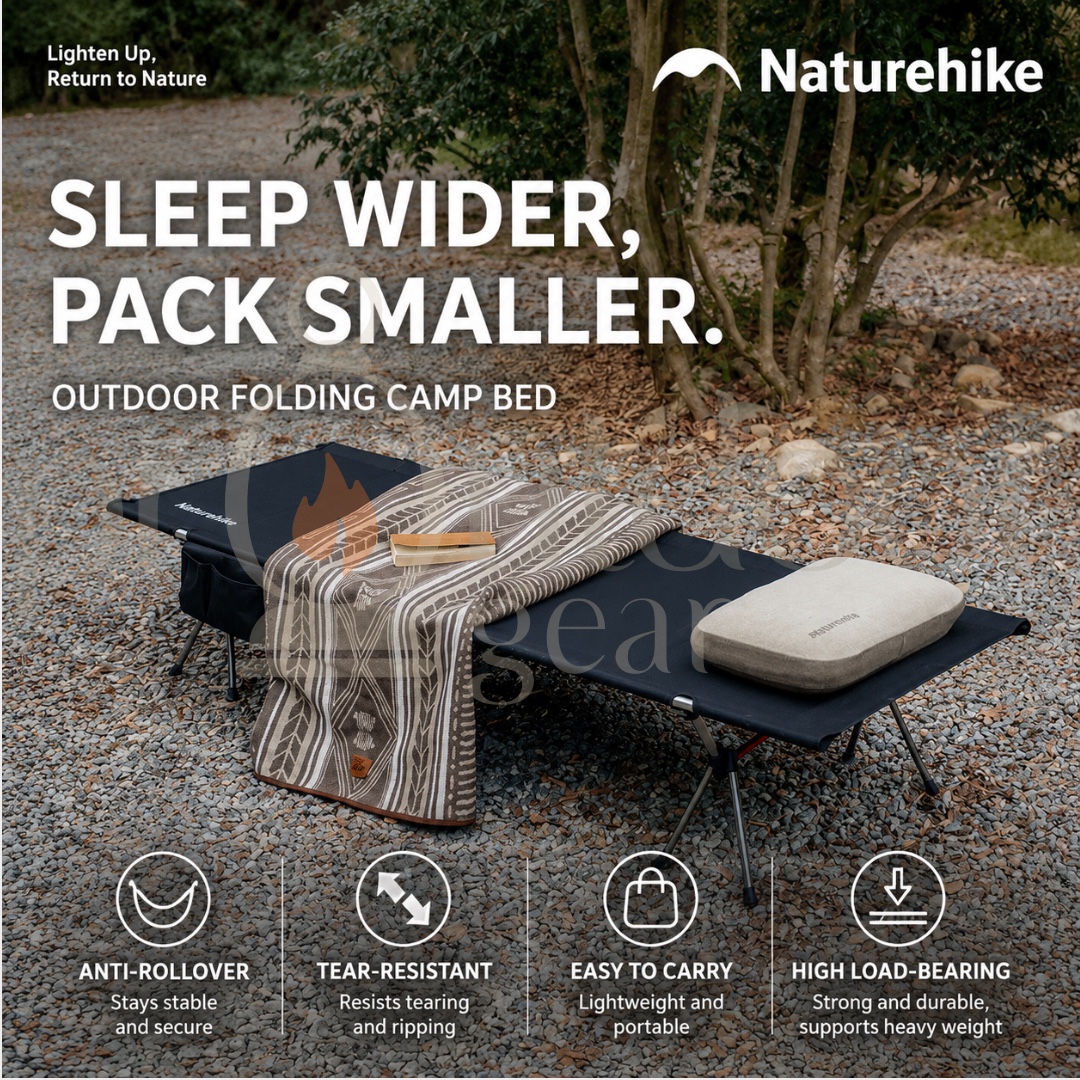 NATUREHIKE NH19JJ006 Outdoor Camping Bed 2.3kg Portable Tent Cot Foldable Sturdy Single Bed Camping Bed Hiking Travel