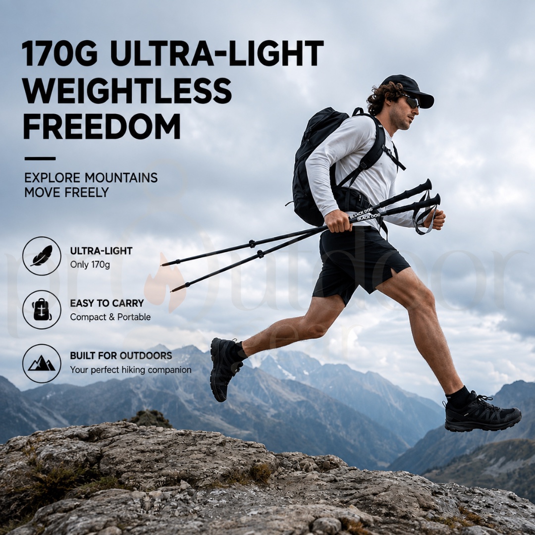 BLACKDOG CBD2650DS010 WING 3ES T800 Carbon Fiber Telescopic Hiking Pole 65-135cm Lightweight Trekking Pole
