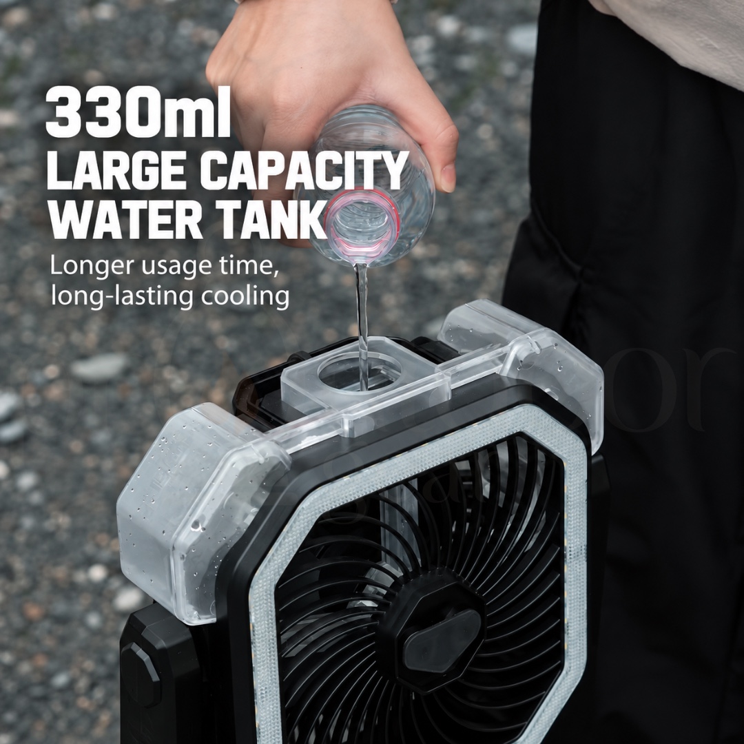 MOUNTAINHIKER SZK1421 20000mAh Portable Misting Fan Rechargeable Telescopic Camping Fan with Light