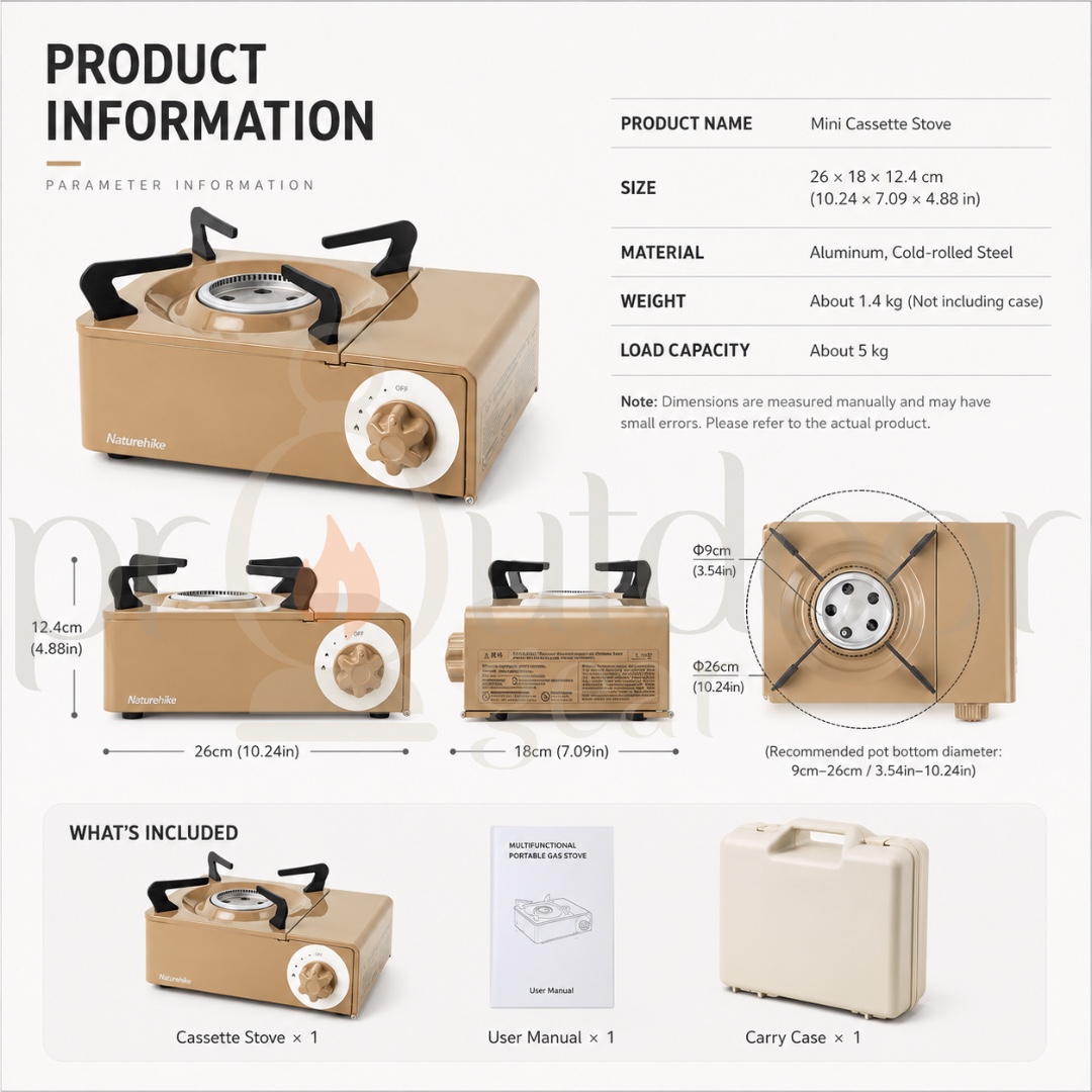 NATUREHIKE CNH22CJ008 Outdoor Camping Mini Cassette Stove Portable Detachable Integrated Adjustable Stove