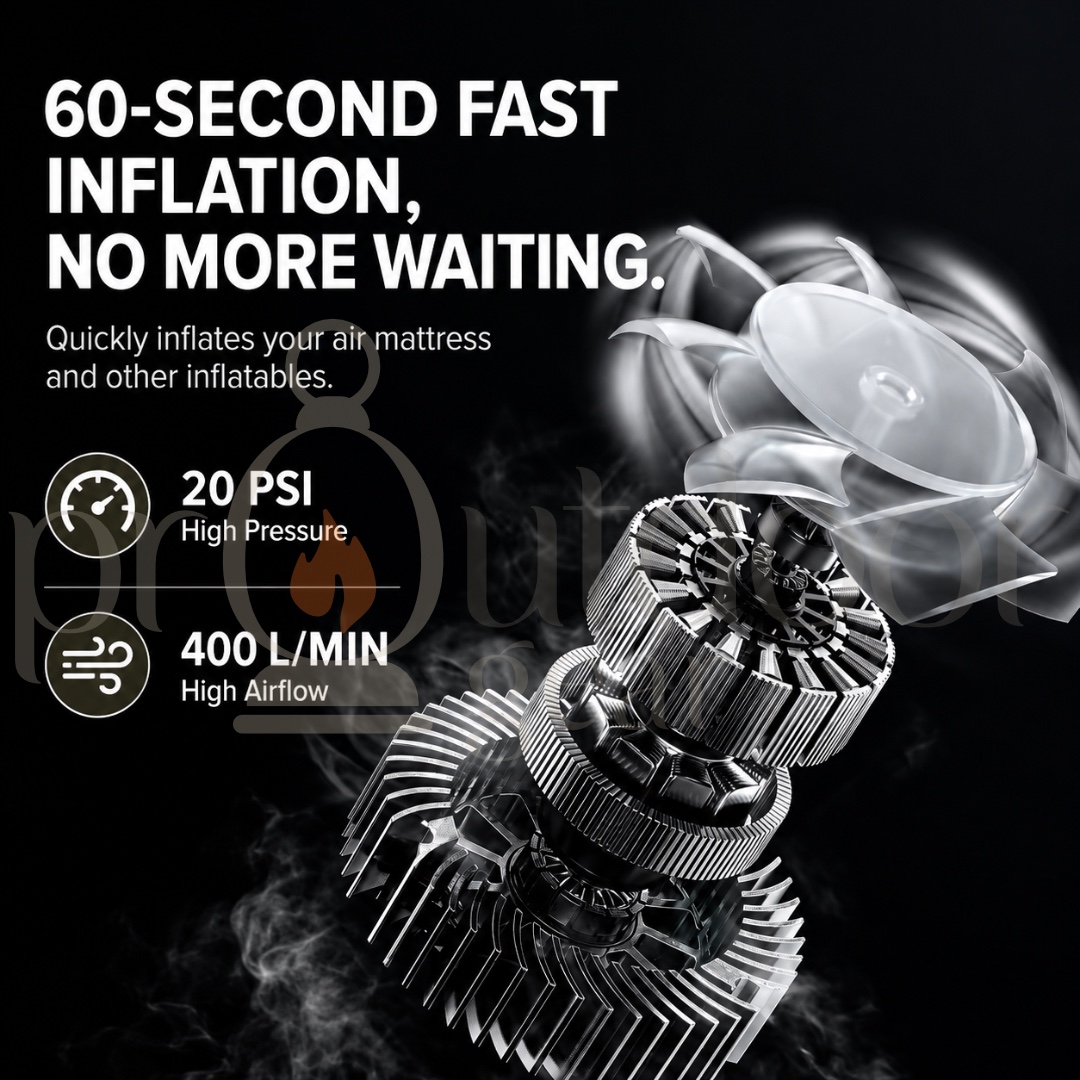 NATUREHIKE CNK2550ZM010 Wind-Max Portable Electric Air Pump 20PSI Rechargeable Inflator Deflator for Air Mattress