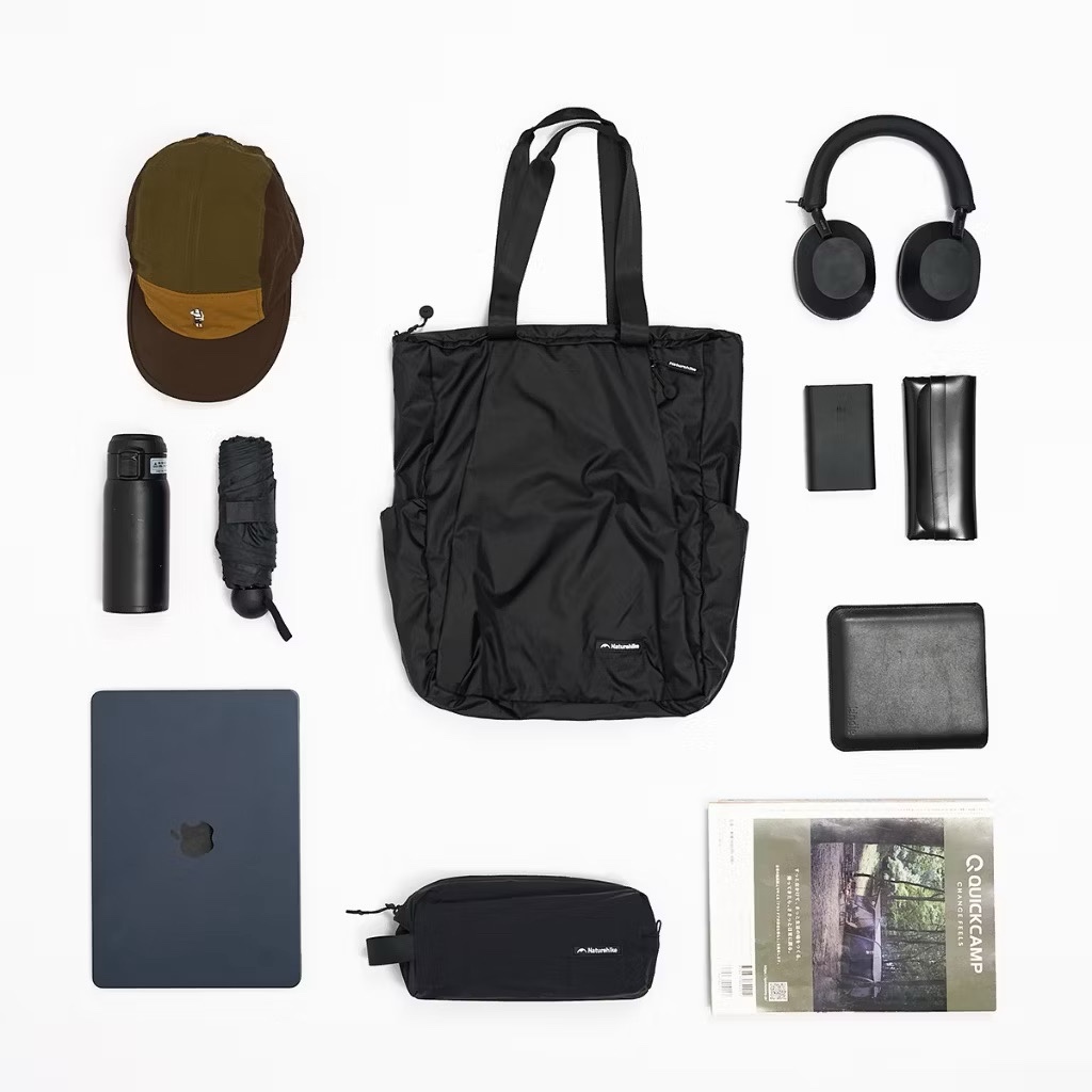 Naturehike Oxygen Series 18L Folding Tote Backpack XB025 Midnight Black/Light Gray