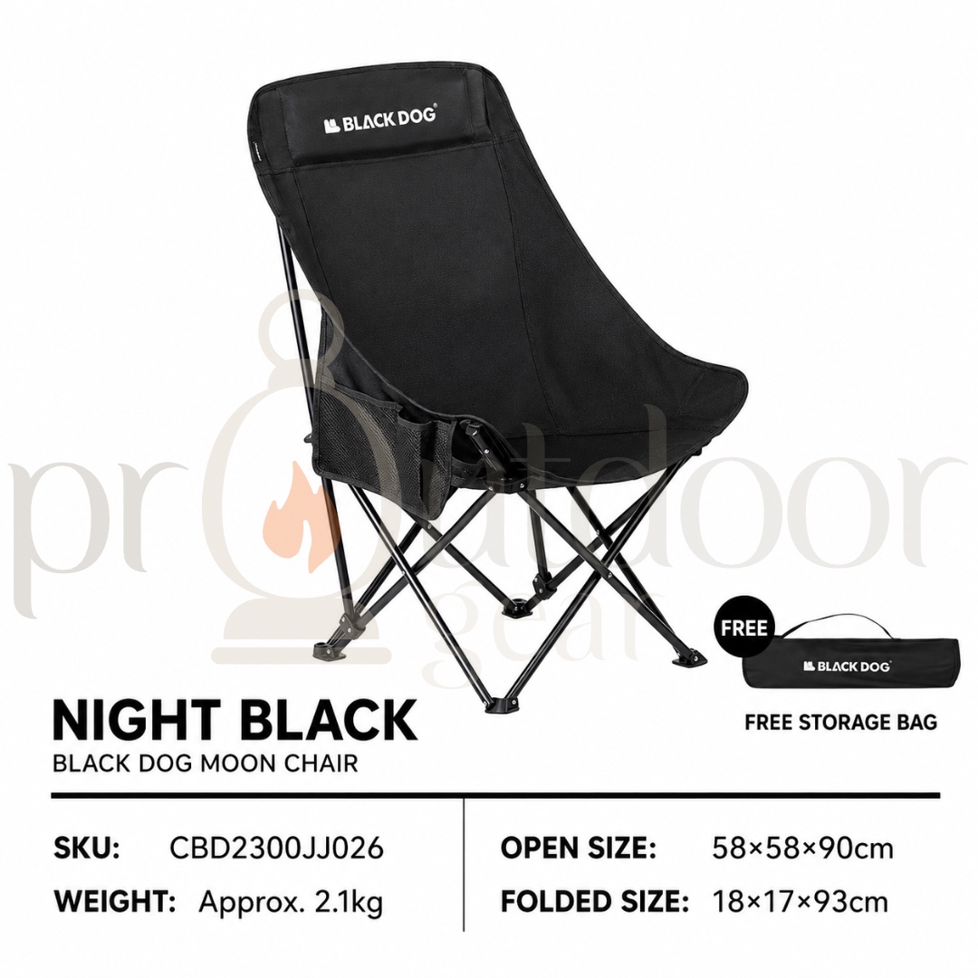 BLACKDOG Fuyue Camping High Back Moon Chair Foldable Portable Outdoor Picnic Fishing Camping Chair