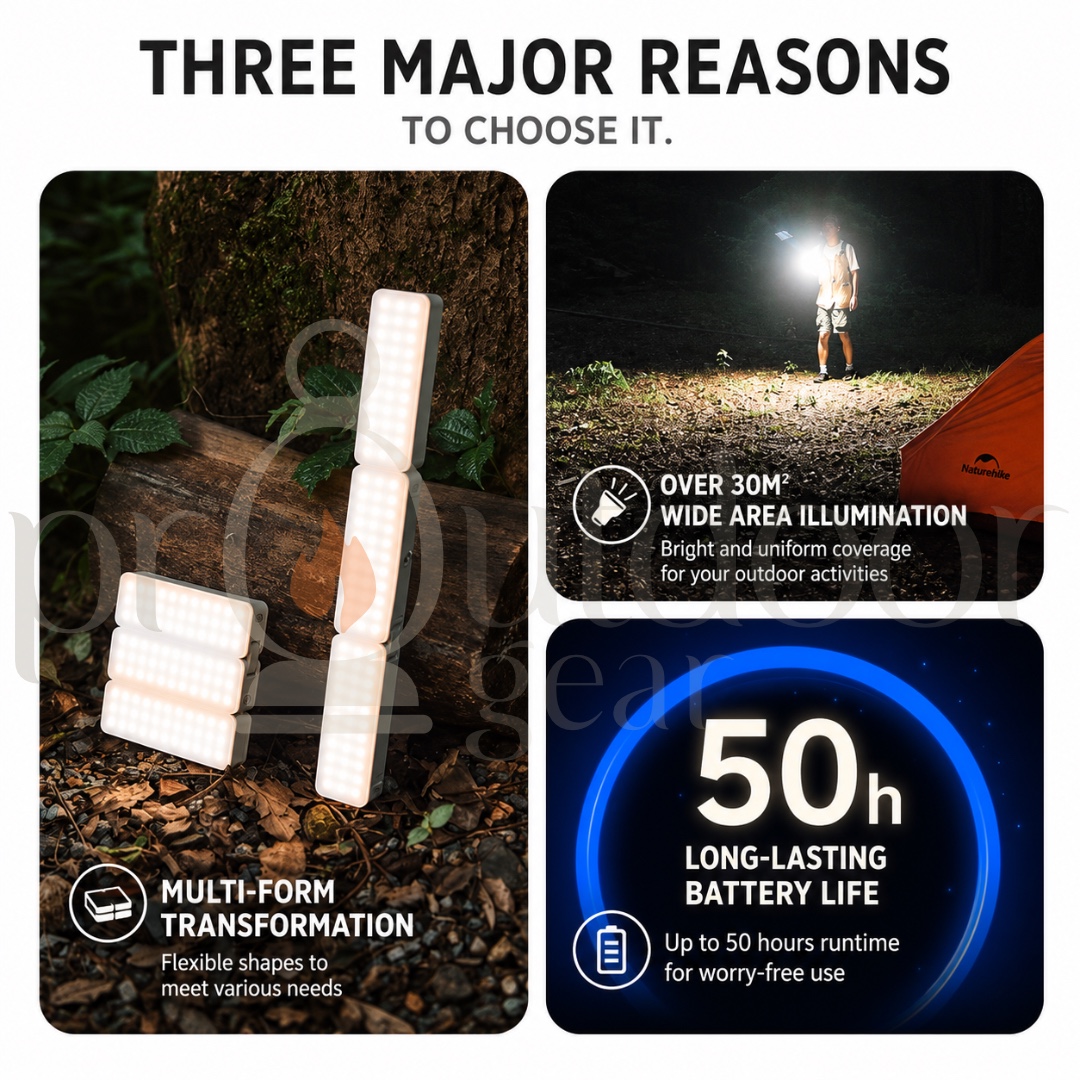 NATUREHIKE CNK2450ZM011 Zhe Guang Rechargeable Camping Lantern Waterproof USB Tent Hanging Light Portable Outdoor Lamp