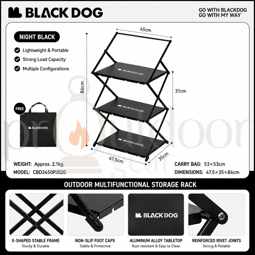BLACKDOG Outdoor Multi-Layer Shelf Camping Foldable Aluminum Alloy Storage Rack